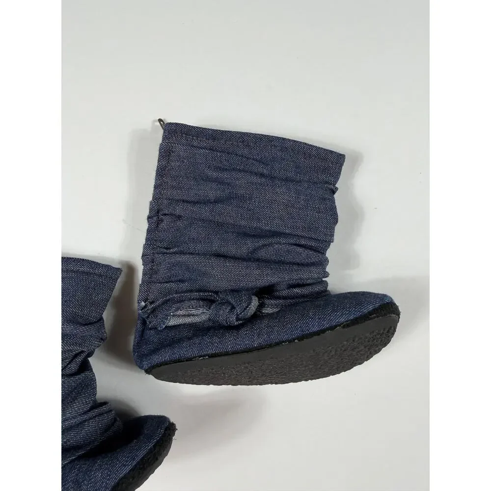 Gracious May Blue Chambray Knot Bow Boots size 7 Toddler